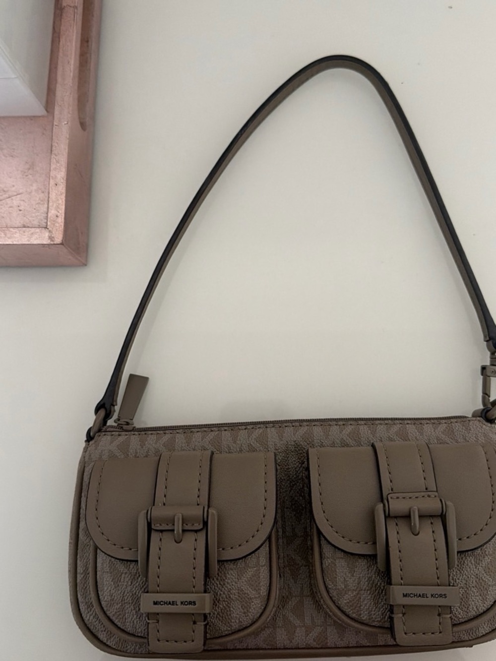 Michael Kors Taupe/Brown Signature Logo Shoulder Bag